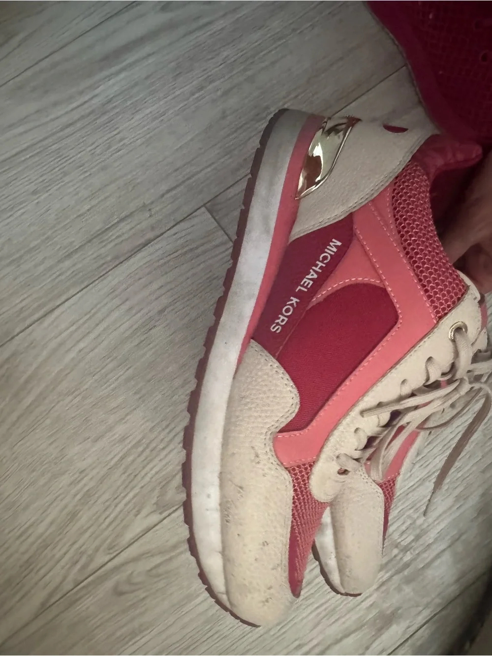 Michael Kors Pink and Cream Lace-Up Sneakers